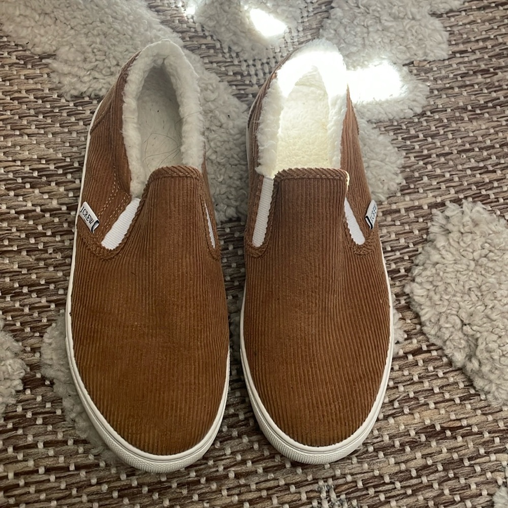J Crew corduroy fur lined slip on sneaker size 7.5